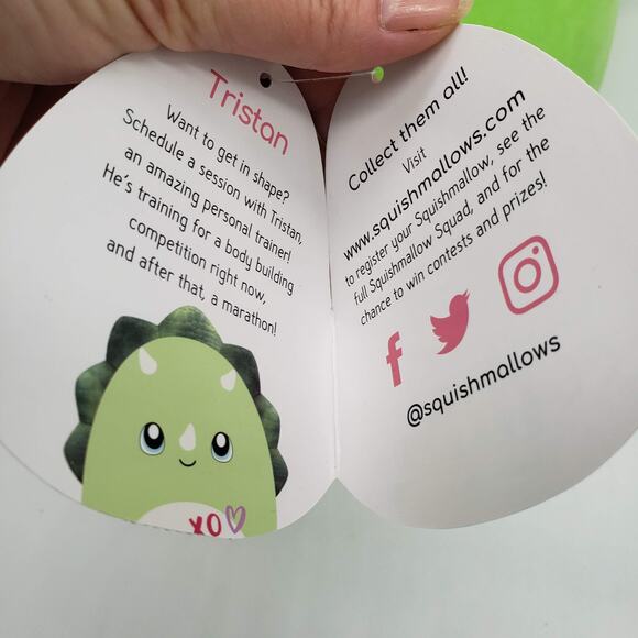 Squishmallows Tristan Dinosaur Soft Cuddle Valentines Day Edition 12" With Tag - Picture 3 of 8